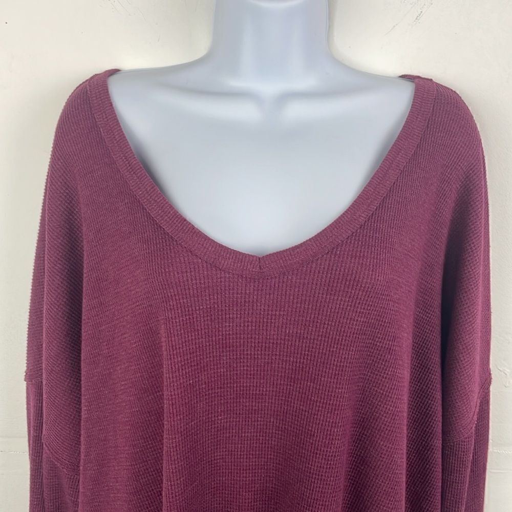 Woman Within Waffle Knit Thermal Shirt Long Sleeve Purple size 2X - Picture 3 of 12